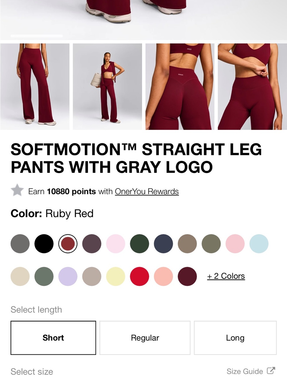 Oner Active Straight Leg Pants in Ruby Red with Gray Logo